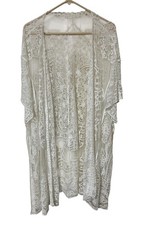 Sheer White Lace Kimono-style Cardigan Duster One Size Sheer Romantic Boho