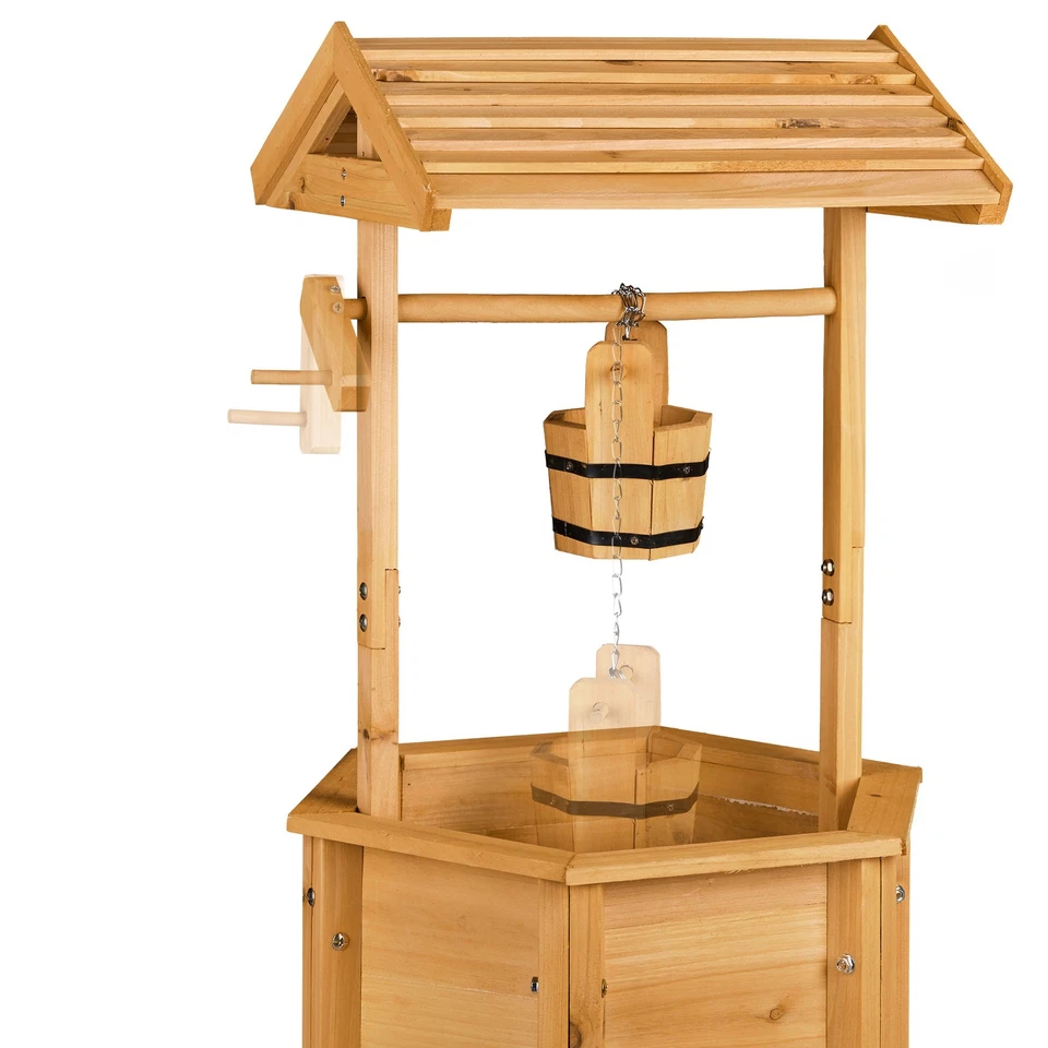 Dekobrunnen garten Holzbrunnen Deko Zierbrunnen Ziehbrunnen mit Eimer 3,9 kg - Bild 4 von 4