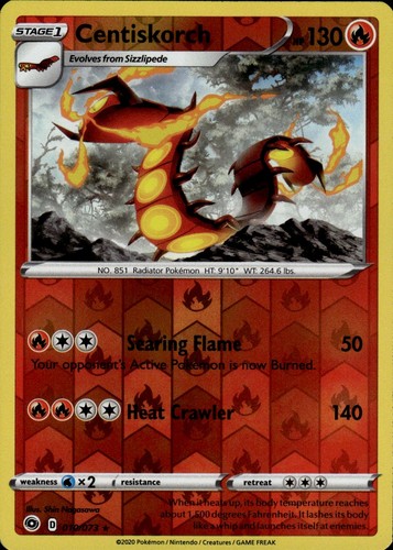 Centiskorch Holo Rare Champion's Path 10/73 Fire Reverse Holo Pokemon Card