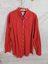 L.L.Bean Men LTALL Red Check Wrinkle Resistant Traditional Fit Button Down Shirt