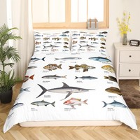 Bass Twin Size Boys Teens Kids Ocean Theme Bedspread Cover, Big Pike Fish Duv...