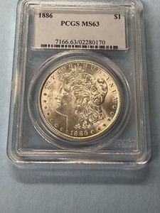 1886 Morgan Silver Dollar PCGS MS63 S$1 Philadelphia Minted No Reserve