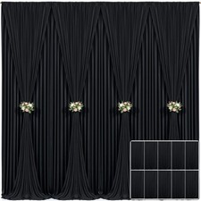 10 Panels Black Backdrop Curtain for 50FTx10FT W5'xH10', 10 Panels ,