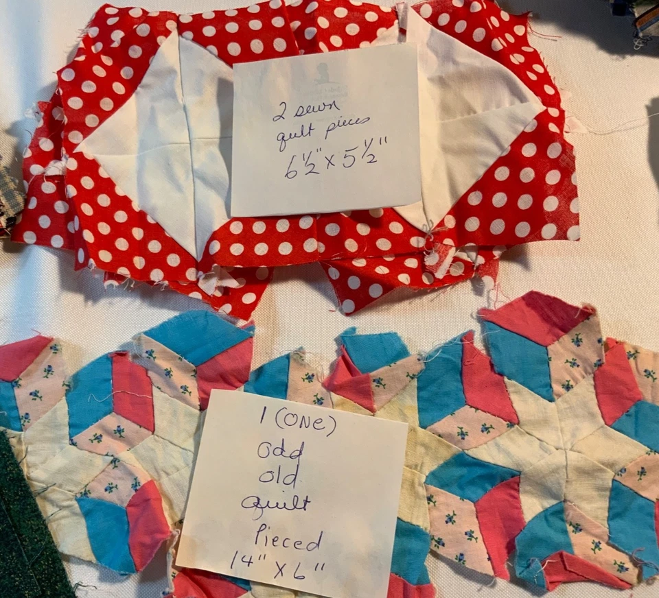 Lote de tela vintage 170+ piezas de edredón cosidas \ algodón sin coser Foto 4 de 4