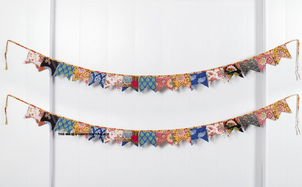 Bandera triángulo de tela india banderín banderín banderín para decoración de bodas al aire libre 3M Foto 2 de 4