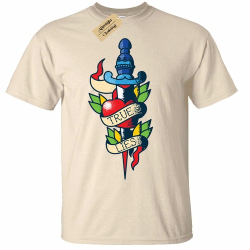 Tattoo Dagger True Lies T-Shirt Mens 