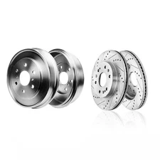 2PC Front Rotors 2PC Rear Drums for 2005 - 2008 Silverado Sierra 1500