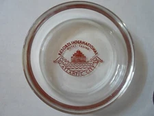 Vintage ATLANTIC CITY "RESORTS INTERNATIONAL" Clear Glass Ash Tray/Coaster