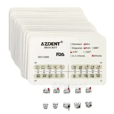 20X AZDENT Dental Brackets Mini/Standard MBT/Edgewise/Roth 022/018 Hooks 3/345