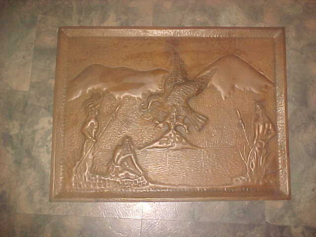 ANTIQUE INDIAN EAGLE THUNDERBIRD SOLID COPPER  METAL PLAQUE ART