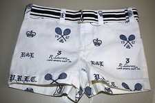 New Ralph Lauren Child Girl's Cotton Shorts w BELT White Navy TENNIS 5