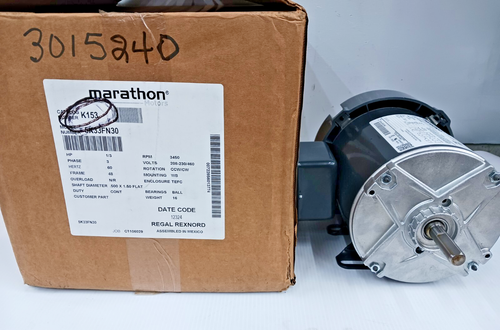 NEW MARATHON MOTORS 1/3 HP TEFC AC ELECTRIC MOTOR 48 FRAME 3450 RPM 3 PHASE K153