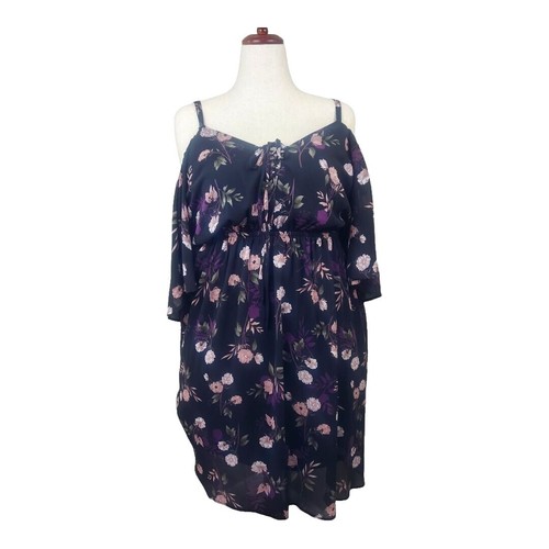 Torrid Women's Royal Blue Plus 00 Floral Dress Chiffon (497)