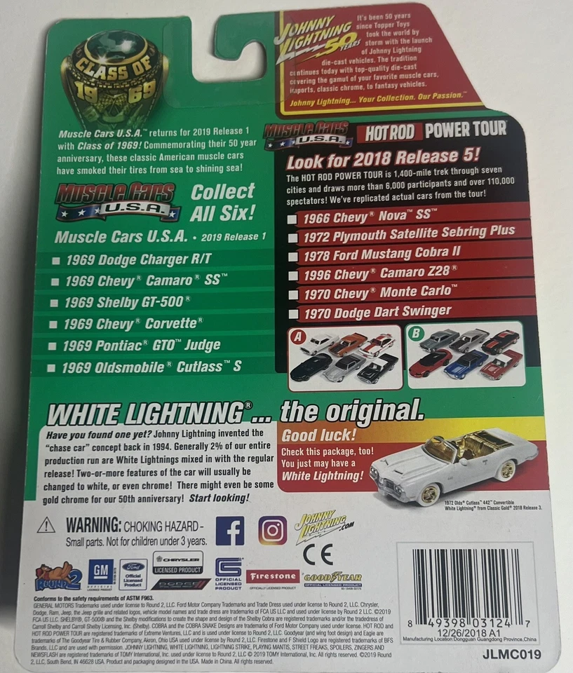 Johnny Lightning 50Years Class of 69 1969 Chevy Corvette/NEW/VHTF - Image 2 of 2