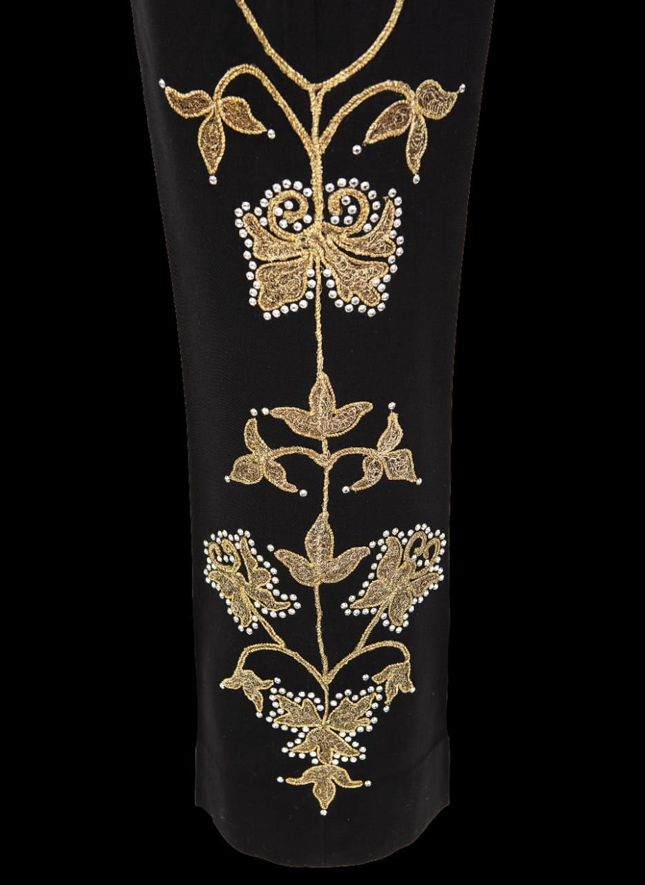 Men's Custom Made 2 Piece Black Country Western Embroidered Suit Smile