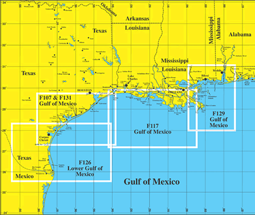 Gulf Of Mexico Fishing Map Hook-N-Line F126 Lower Texas Gulf Of Mexico Offshore Fishing Map | Ebay