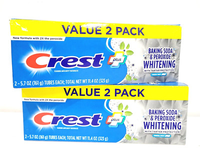 2-Pack Crest Baking Soda Peroxide Toothpaste 11.4oz. TWIN PK Exp 12/25