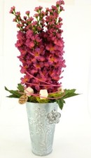 Gesteck Kunstblume Rosa Blüten Metallgefäß 25 cm Hoch Dekoration