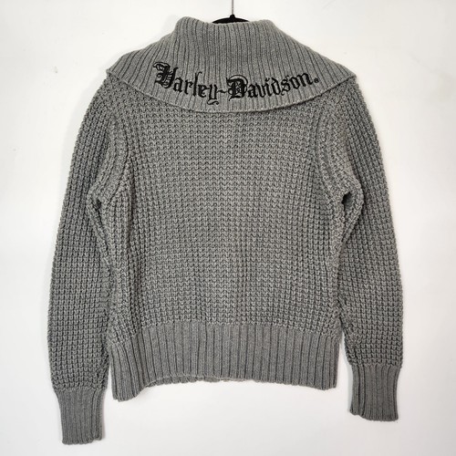 Harley Davidson Sweater Womens Sz S Gray Full Zip Knitted Embroidered Motorcycle - Picture 8 of 14