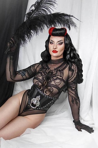 RESTYLE Gothic Bodysuit Transparent Jewel Bat Body Schwarz Fledermaus Stretch - Bild 7 von 7