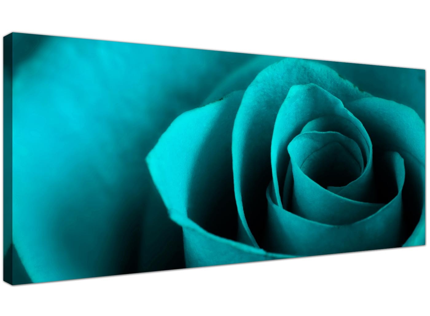 Turquoise Cheap Canvas Print of Rose Floral  - 120cm x 50cm - 1109