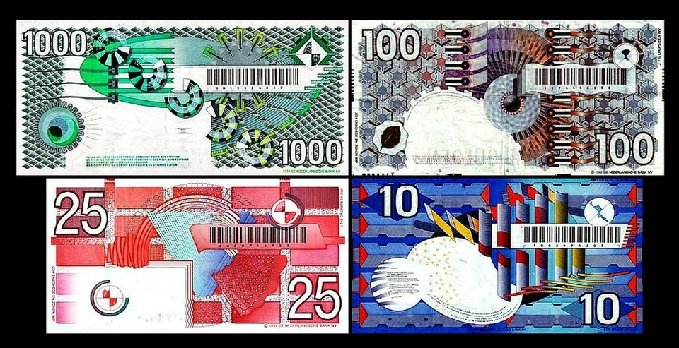 2x 10, 25, 100, 1000 Gulden - Edition 1989 - 1997 - Reproduction - NL 01 - Photo 3/4