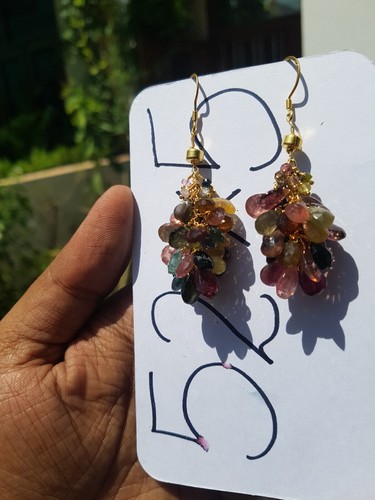 Pendientes Multi Turmalina Piedras Preciosas Plata de Ley 925 Hechos a Mano Joyería Regalo g55 - Imagen 2 de 14