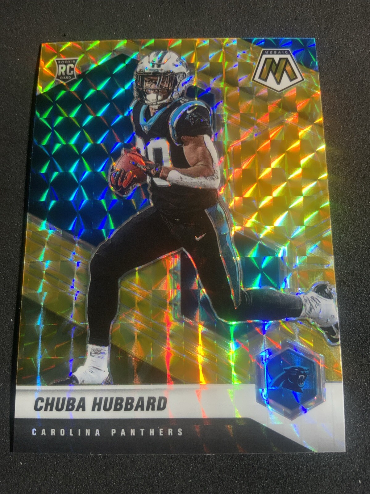 2021 Panini Mosaic Reactive Yellow #325 Chuba Hubbard RC Rookie Panthers