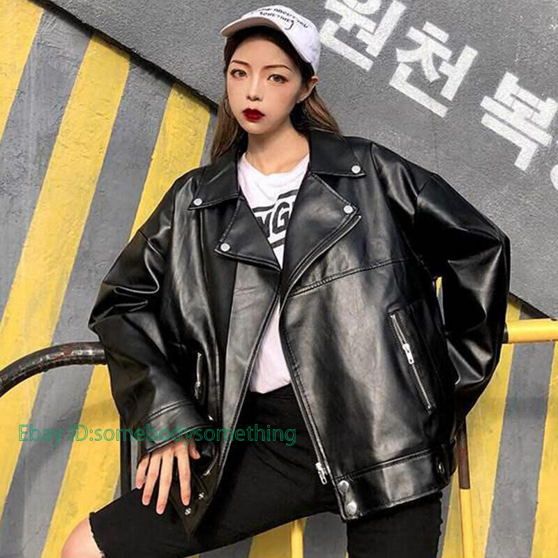 Fashion Oversized Coat Women Faux Leather Jacket Autumn Loose