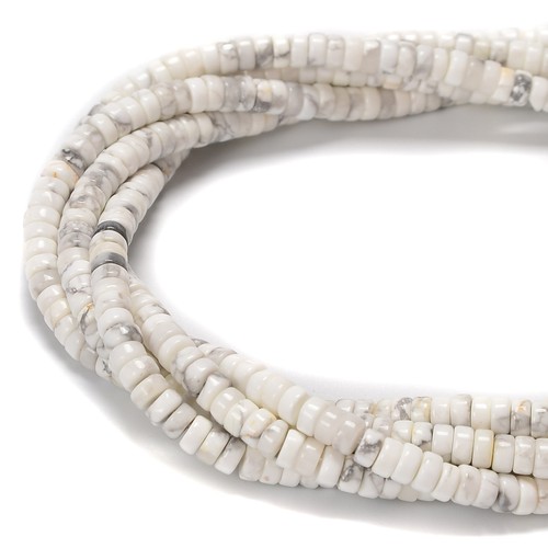 White Howlite Heishi Disc Beads Size 2x4mm 15.5'' Strand (2x4mm) - Picture 4 of 4