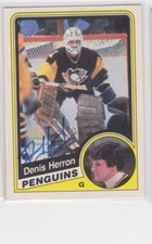 DENIS HERRON PITTSBURGH PENGUINS 1984-1985 OPEECHEE 176  AUTOGRAPHED HOCKEY CARD