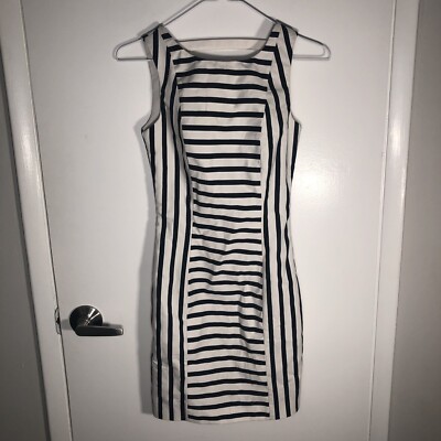 black and blue dress roman originals RIVERSIDE PARK BLUE STRIPE MIDI DRESS