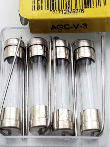 Paquete de 4 fusibles de vidrio coleta Bussmann AGCV3 250 V 3 amperios 1/4" x -1/4" de acción rápida - Imagen 4 de 8