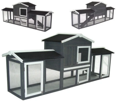 DL Hasenstall Kaninchenstall XXL Kaninchenkäfig Gehege Freilauf Auslauf 56617