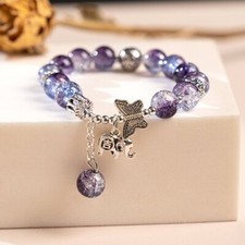 Fashion Crystal Beaded Butterfly Elephant Lucky Bracelet Bangle Women Jewelry