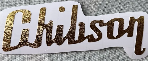 Chibson Gold Textured Vinyl Logo (Not Gibson) Permanent Vinyl 4.5" x 1.75"