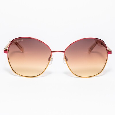 Swarovski SK368 71F Pink/Yellow Cat Eye Sunglasses Frame 58-16-135 Gemstones