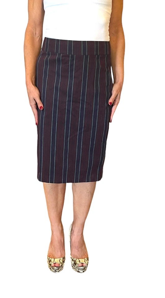 FALDA LÁPIZ MUJER AVENUE MONTAIGNE ROJA TIRAR ON RAYAS ELÁSTICA F1422 6 Foto 2 de 4