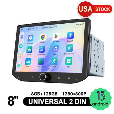 USA Joying Android 13 8'' Double Din Universal Car Stereo Wireless Apple CarPlay