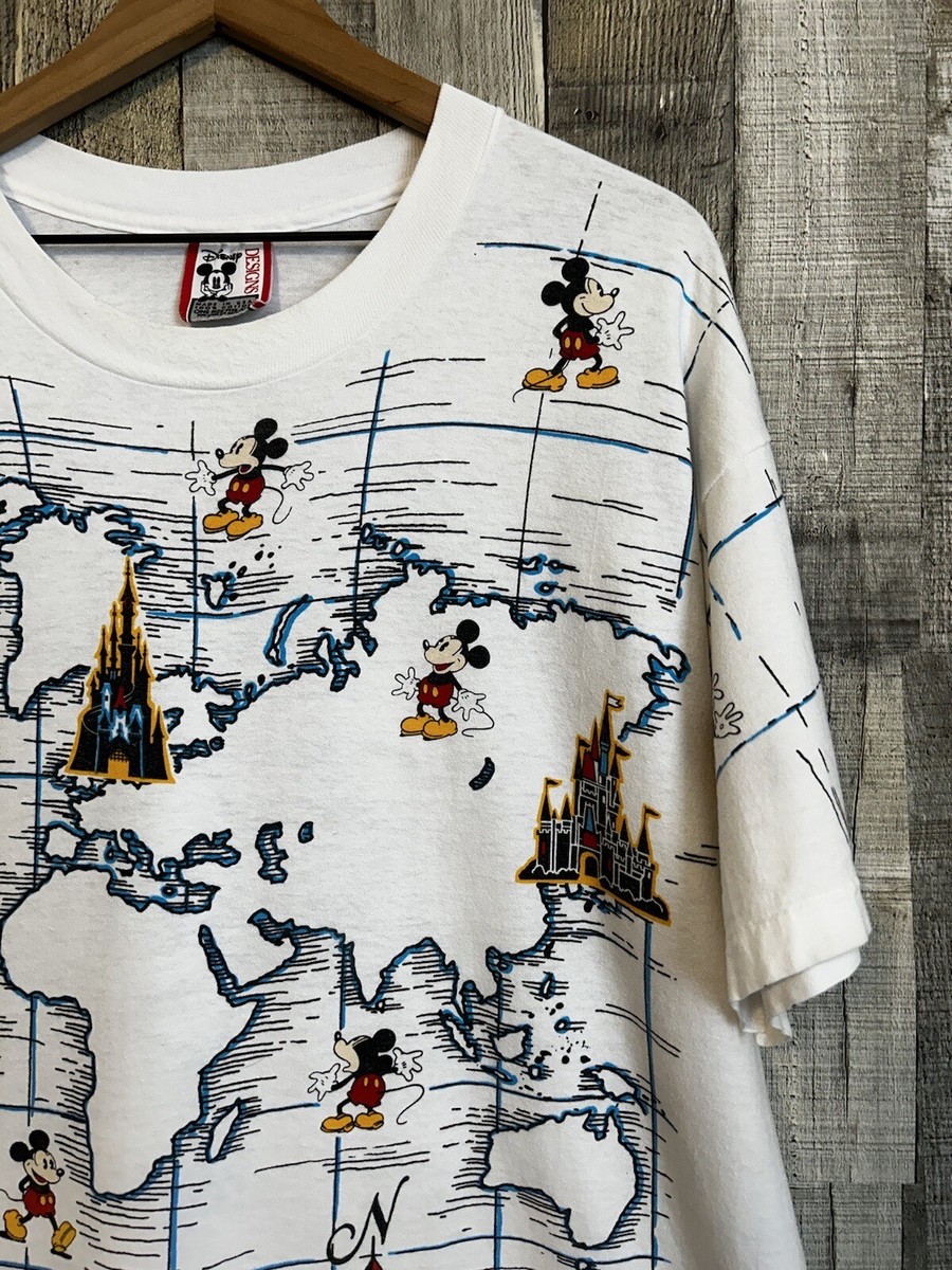 Vintage 90s Disney Mickey Mouse AOP Map Disney World Graphic Vintage 90s Disney Mickey Mouse AOP Map Disney World Graphic