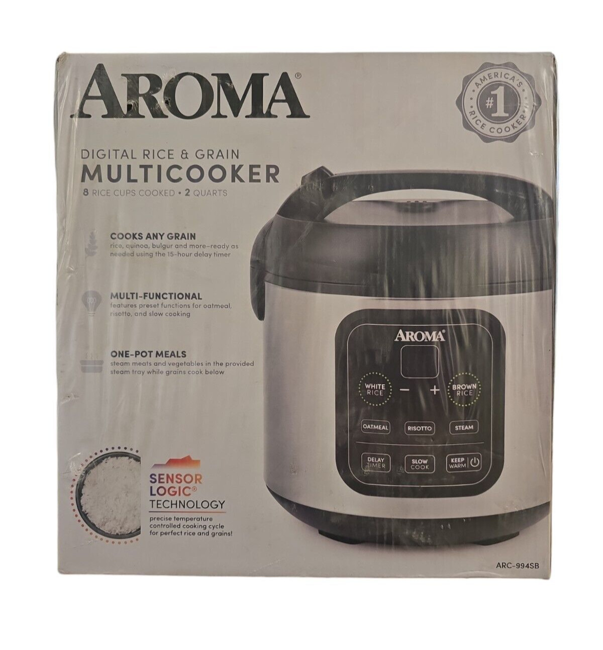 Aroma Housewares ARC994SB 8cups Programmable Black And Stainless Rice