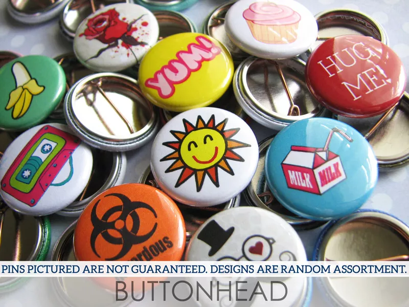 100 Random Pin Back Button Pins - Bulk Resale Wholesale Lot - 1” (One Inch)  Mini