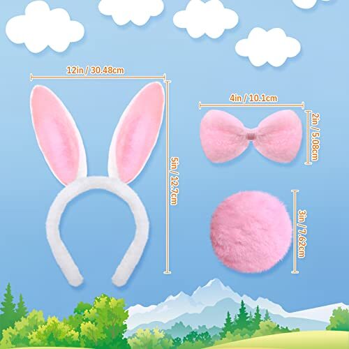 18 Pieces Easter Bunny Rabbit Costume Set, Including Rabbit Bunny Ears