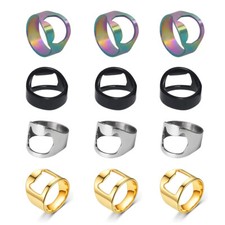 Stainless Steel Finger Ring Beer Bottle Openers Gold Multi Color Size Pack of 10