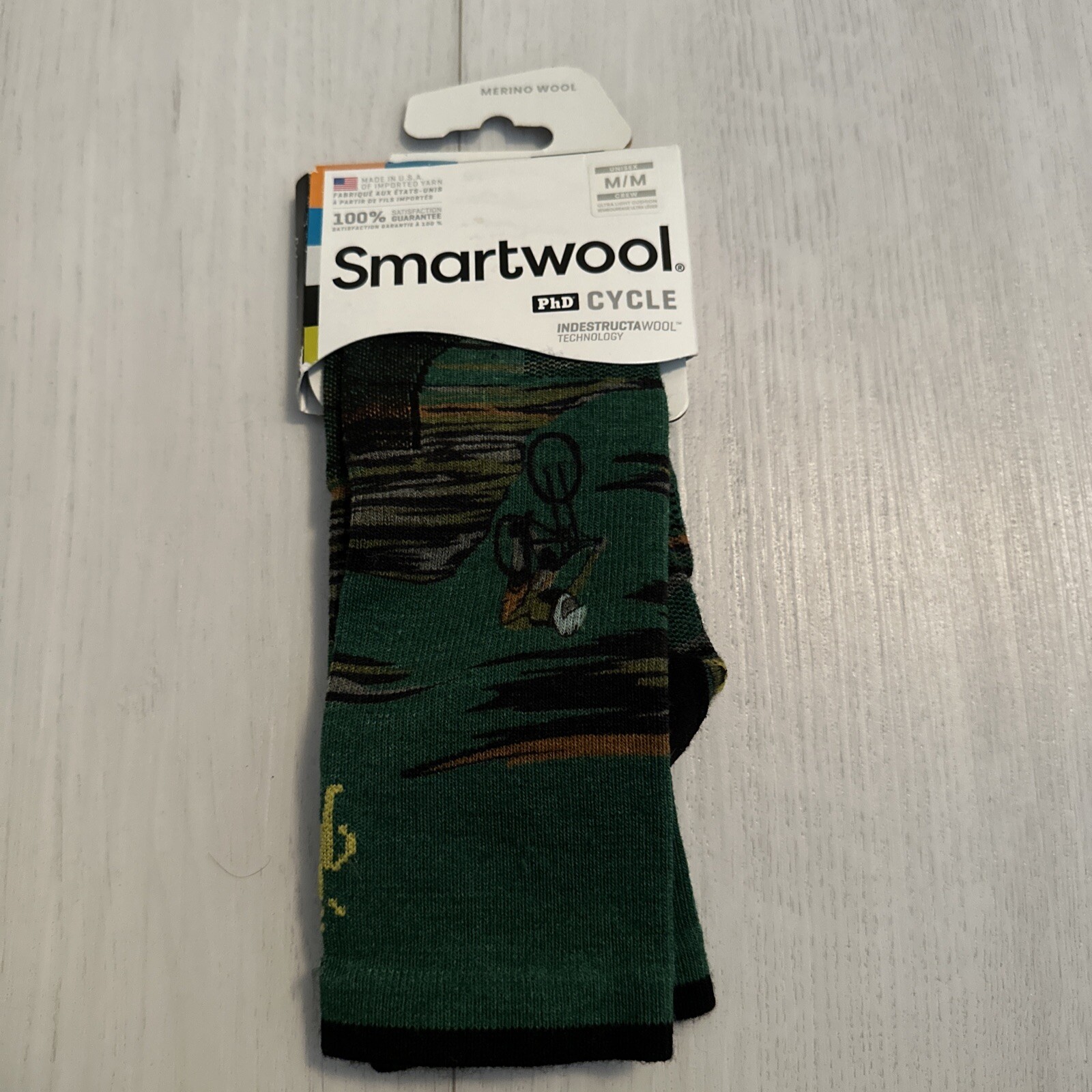 SMARTWOOL PhD Cycle Crew Socks Green Biker Sz M Unisex Merino Wool eBay