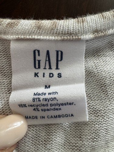 EUC Gap Girl Dress Size M 8-9 Sweater Ivory Brown Long Sleeve - Picture 5 of 7