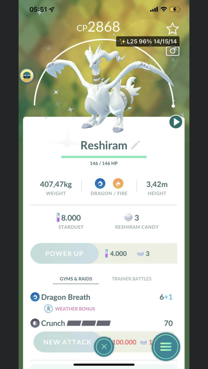 Legendary Reshiram Service - Pokemon GO Account Service