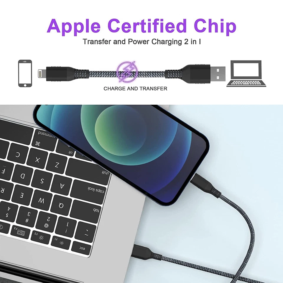 10Ft For iPhone 14 13 12 11/Pro Max iPad mini Fast Charger Cable Red Nylon Cord - Image 4 of 4