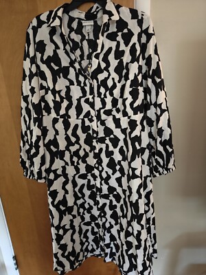 Ava Viv Dress Size 2x Cotton Black And White Spots With Belt NWT 