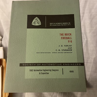 NOS 1962 Buick Fireball V-6 Society Of Automotive Engineers Expo, Rare 20pg